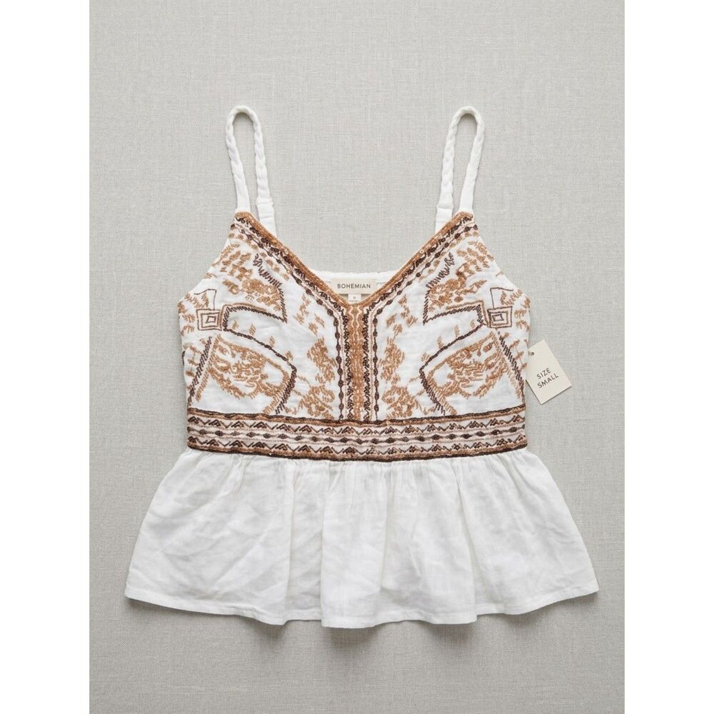 Women's Boho Tank by Japna with Embroidery Size Small
